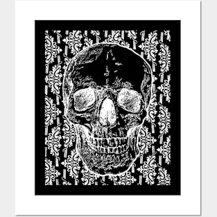 Vintage Goth Skull and Wallpaper Posters and Art